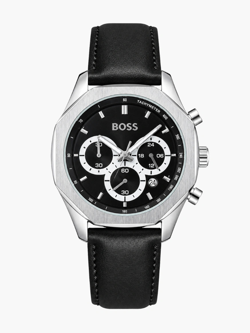 HB. Cloud Chronograph Black Leather