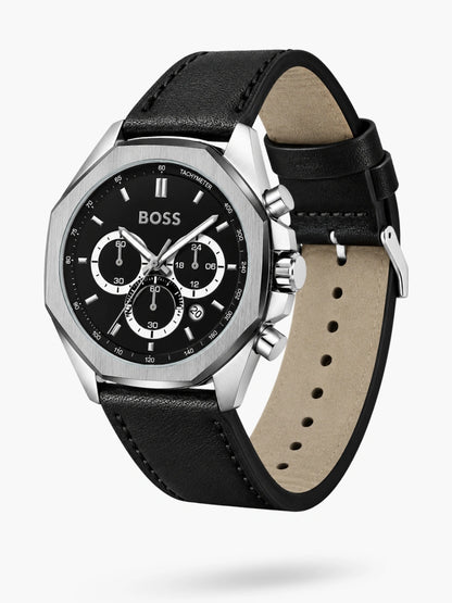 HB. Cloud Chronograph Black Leather
