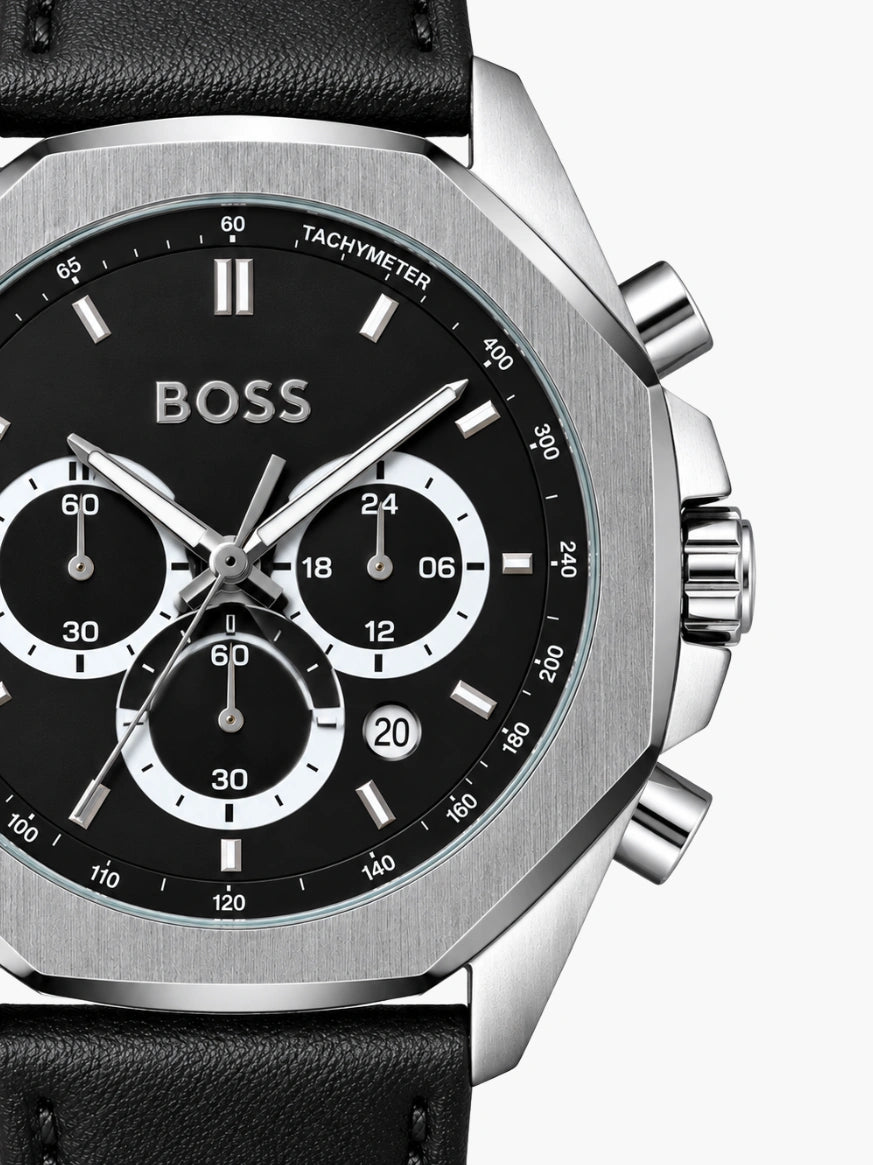 HB. Cloud Chronograph Black Leather