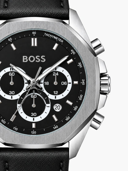 HB. Cloud Chronograph Black Leather