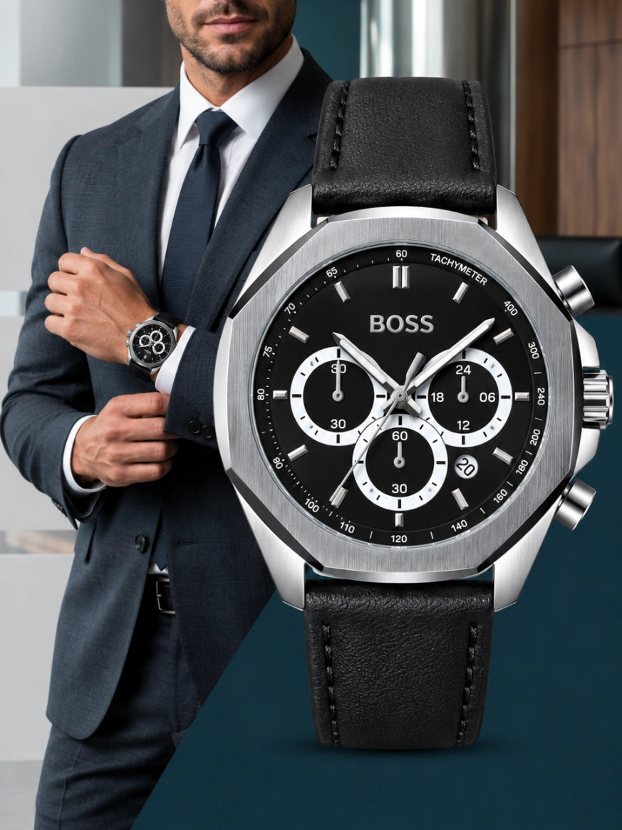 HB. Cloud Chronograph Black Leather