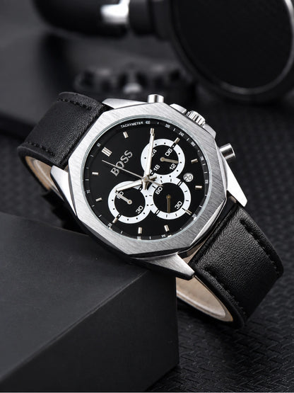 HB. Cloud Chronograph Black Leather