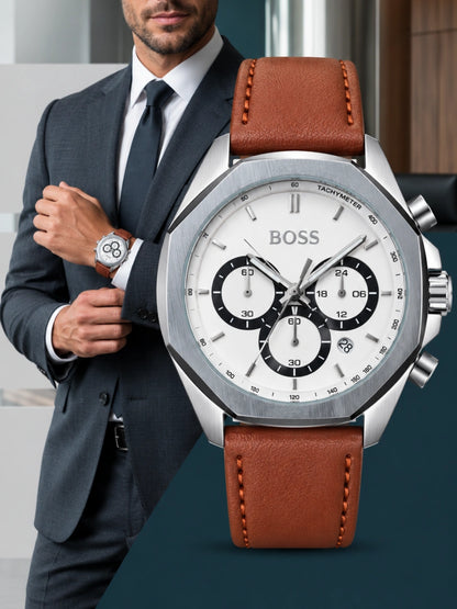 HB. Cloud Chronograph Brown Leather
