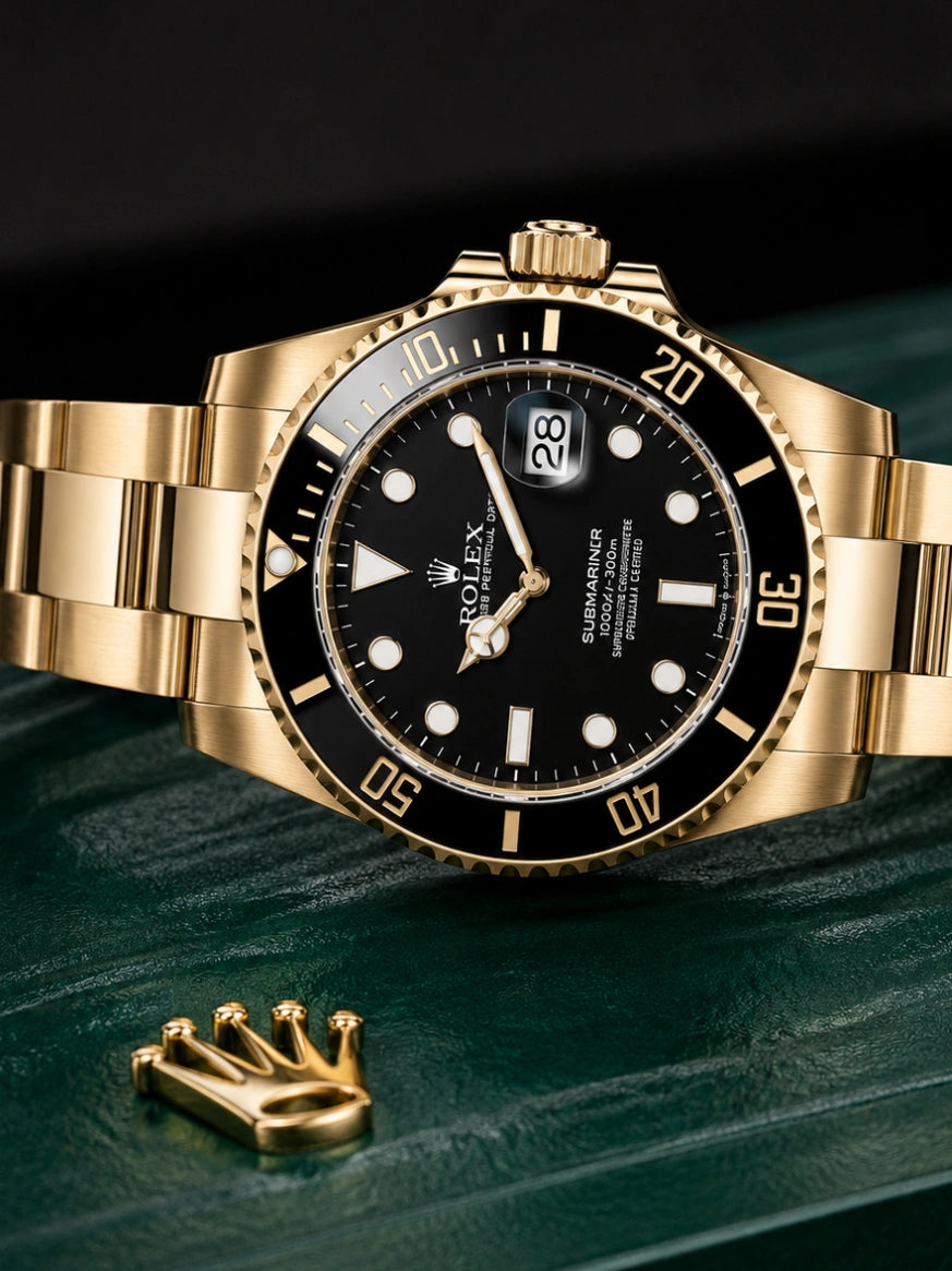 R. Submariner Date Gelbgoldfarben Schwarz