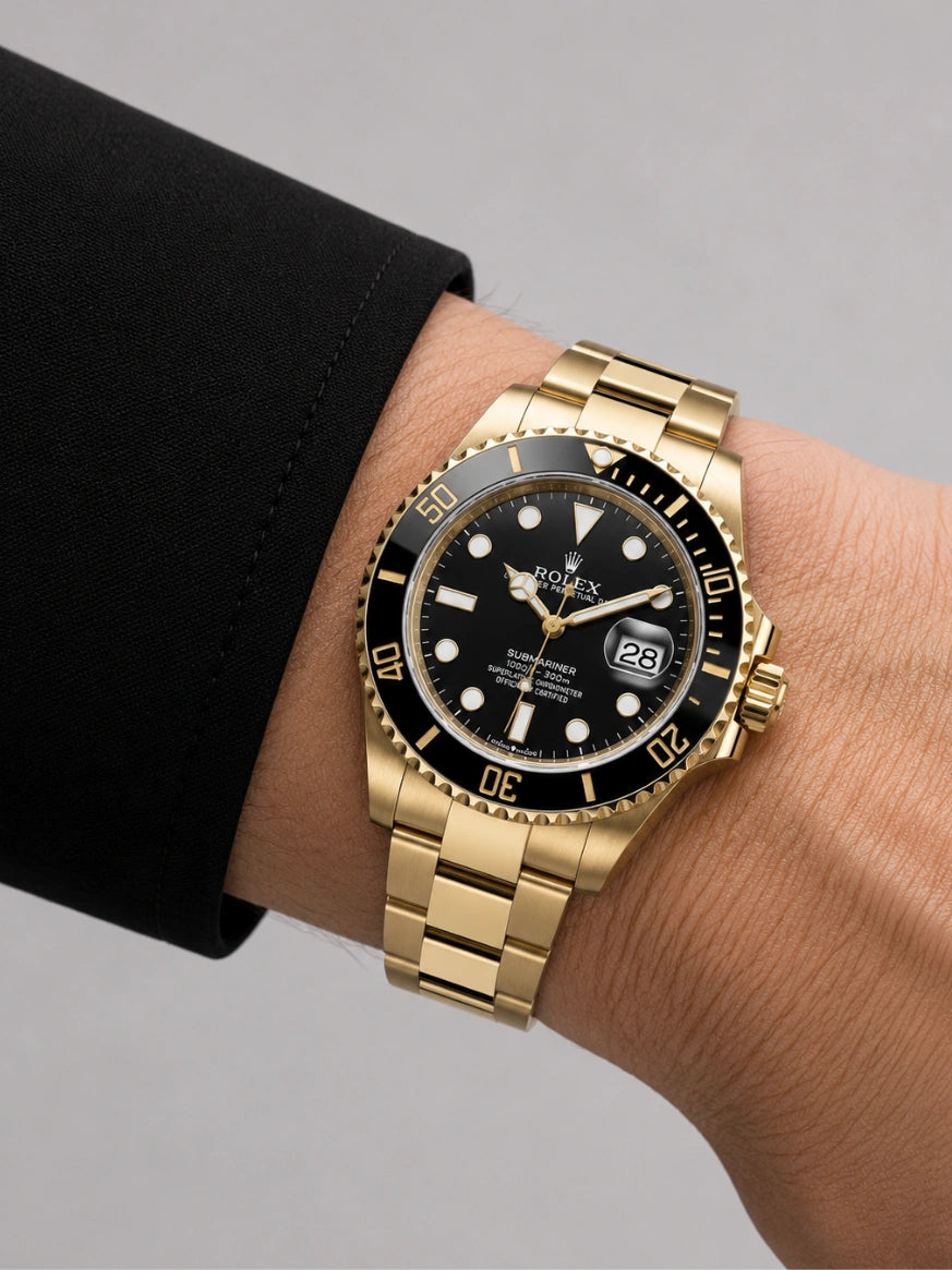 R. Submariner Date Gelbgoldfarben Schwarz